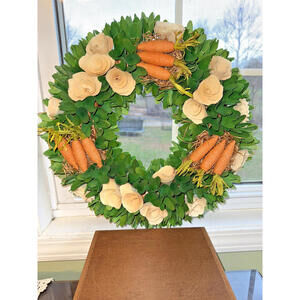 Easter Artificial Wreath Hanging Floral/Carrots Decor For Door Wall